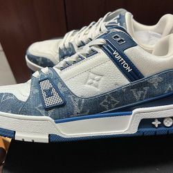 LOUIS VUITTON TRAINER SNEAKERS DENIM BLUE BRAND NEW VIRGIL ABLOH OFF WHITE