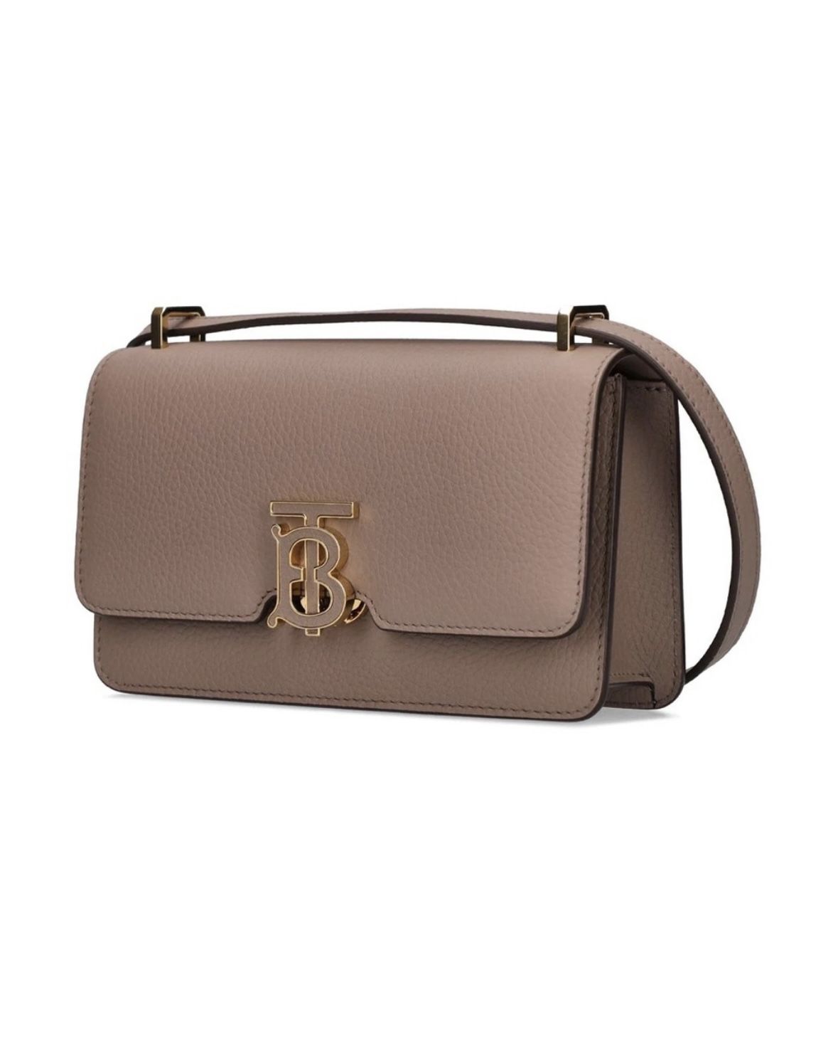 Burberry TB Elongated Grained Leather Shoulder Bag|Tan