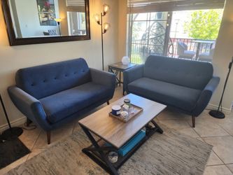 2 navy blue sofa