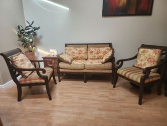 Vintage French Country 3-Piece Living Room Set (Loveseat + 2 Accent Chairs)