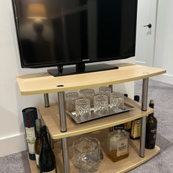 Modern Bar/ TV Stand/ Sofa Work Station/ Coffee table For Laptop/ End Table with Bookcase Shelves Beneath/ Nightstand