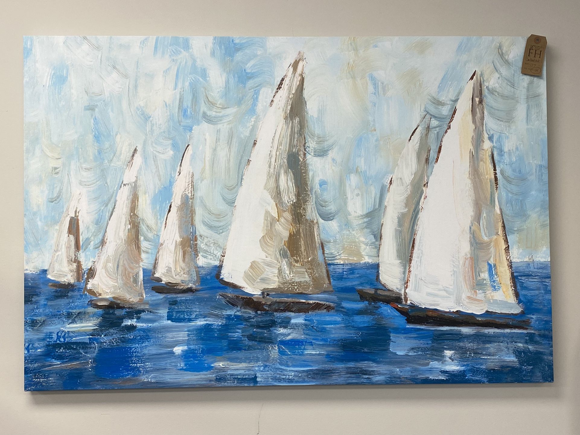 Coastal sailboat race print. 48” x 32” MSRP $167. Our price $90 + sales tax 