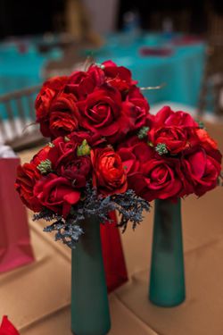 3 red bouquets