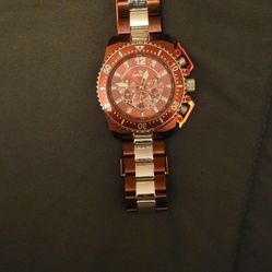 Burgundy And Silver Invicta Watch