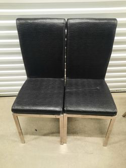 Set of 2 Black Dining Chairs with Chrome Legs