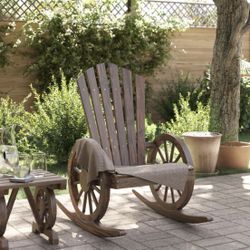 Dark Brown Wooden Rocking Adirondack Chair, Outdoor Rocking Chair, Patio Rocker Chair [NEW] **Assembly Req** 