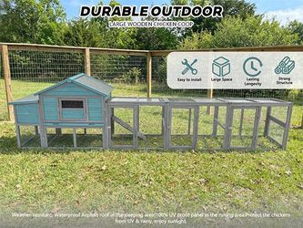 141＂Large Wooden Chicken Coop,21.2ft² Outdoor Hen House with Nesting Box,Wire Fence, Waterproof & Anti-UV Panel,Poultry Cage