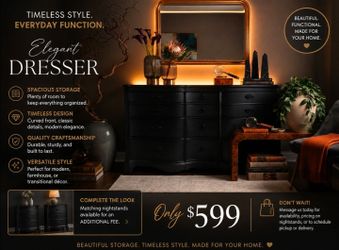 Matte black dresser solid Wood