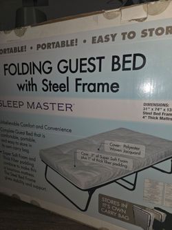 FOLDING GUEST BED WITH MATTRESS AND STEEL FRAME