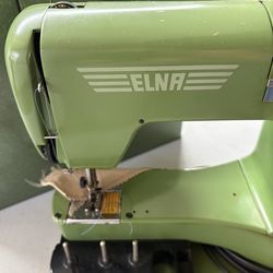 Vintage Elna supermatic sewing machine with case and extras