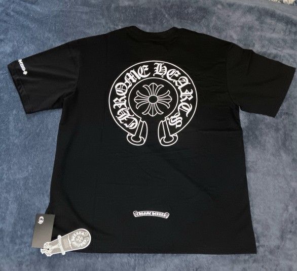 CHROME HEARTS Black CLASSIC Horseshoe Crew Neck Short Sleeve T Shirt LARGE (NEW)