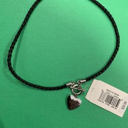Macys 16” Silver Heart Necklace With Toggle Closure