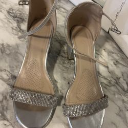 Girls Shimmery Open Toe Ankle Strap Shoes, Size 6