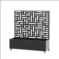 47" H x 47" L x 16" W Black Metal Raised Planter Box Trellis, Garden Bed, Privacy Screen
