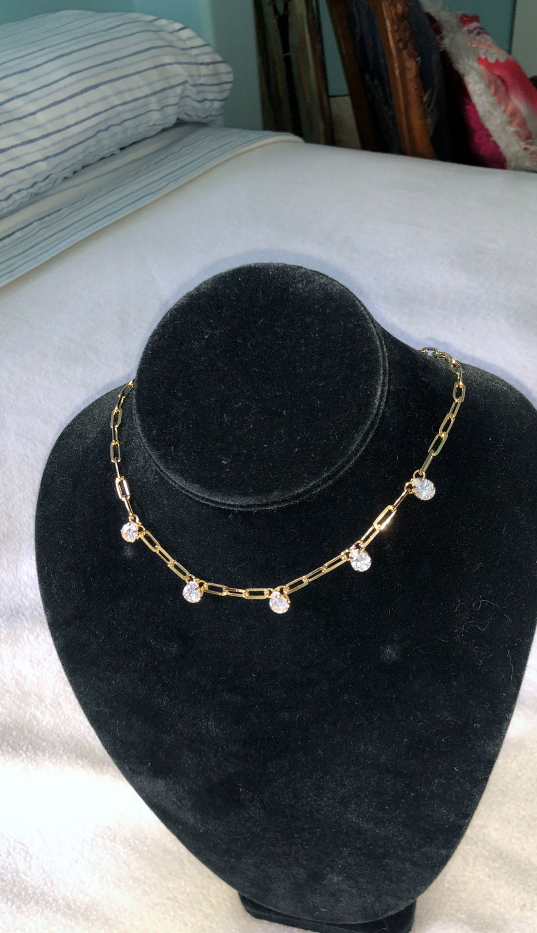 Crystal Stainless Steel gold Necklace,All Products : American Fashion Style Bags On Sale
