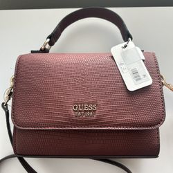 GUESS Lyndi Mini Top Handle Flap Crossbody Merlot Brand New With Tag