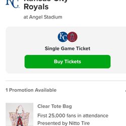 4 Tickets Kansas City Royals Vs Los Angeles Angels W/Preferred Parking