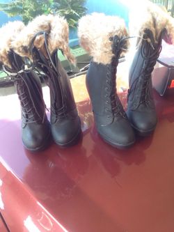 New size 6 & 7 black fur boots