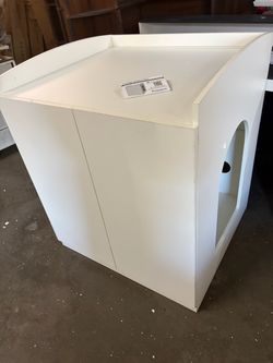 Extra Large Litter Box Enclosure with Cat Scratch Mat - Designed for Self-Cleaning and XXL Litter Boxes ,White