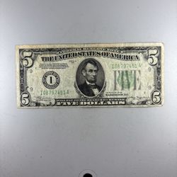 1934 $5 Minn. Federal Reserve Note -- GREAT VINTAGE CURRENCY!