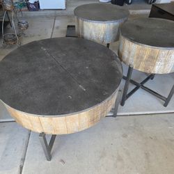 Signature Design by Ashley Nashbryn Rustic Round End Tables And Coffee Table
