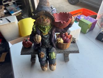Scarecrow Fall Harvest Figurine with Bench