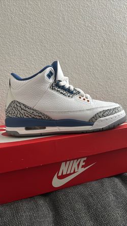 Air Jordan 3 White Blue Cement Sneaker Big kids size 5.5