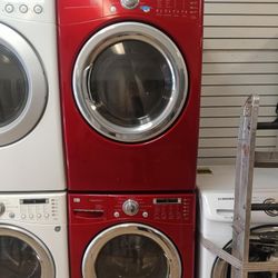 🍂SET WASHER AND DRYER LG RED🍂 ✔️STACKABLE-SIDE BY SIDE✔️ 🆓️FREE DELIVERY🆓️