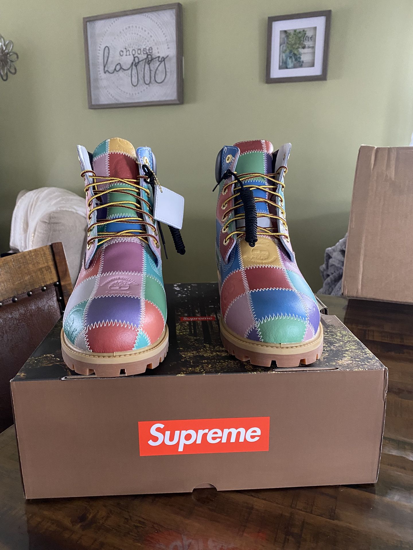 SUPREME TIMBERLAND PATCHWORK WATERPROOF BOOTS SIZE 10.5