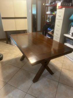 Solid Wood Dining Table – Modern X-Base – New Open Box  💲$349 OBO