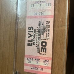 Elvis Presley concert ticket from 1977