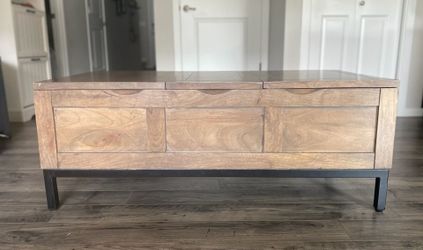 Crate & Barrel Wood Coffee Table with Built-In Storage