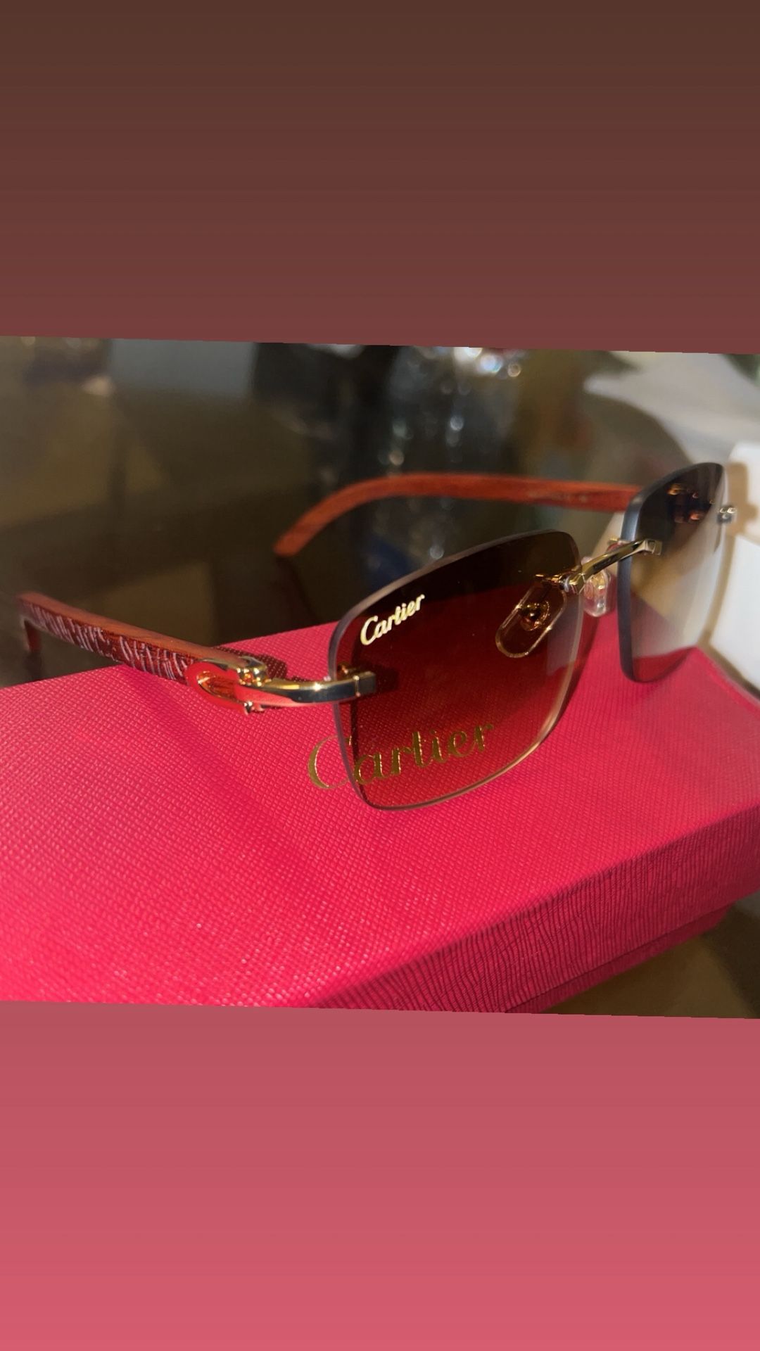 Cartier C Decor Eyeglasses Sunglasses gold18k Tiger Wood Bubinga Vintage N.o.s ( unlimited edition