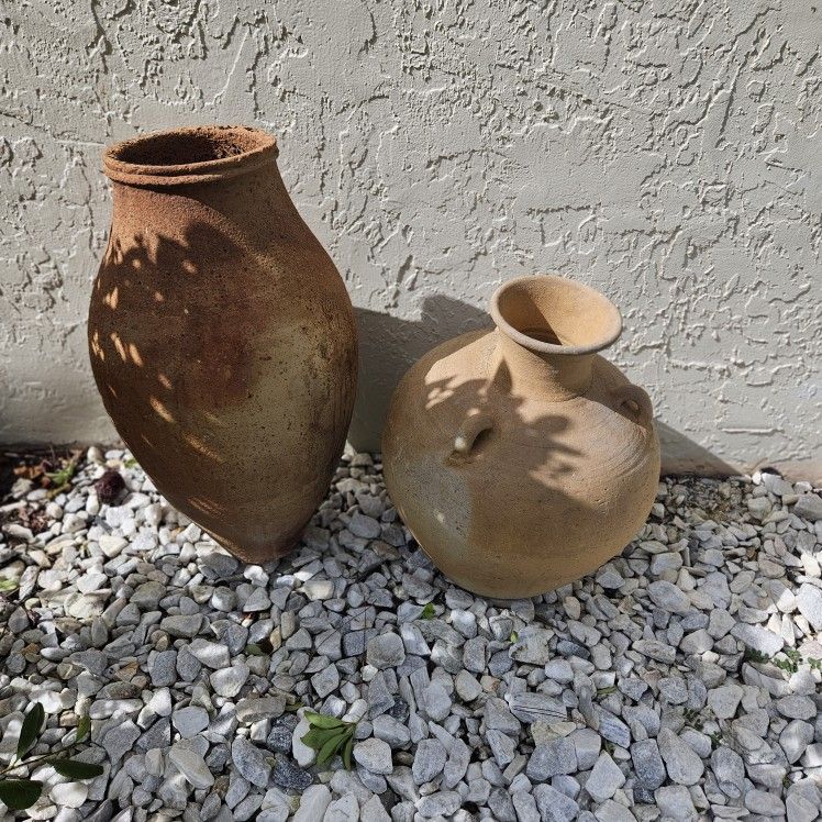 2 LARGE CLAY POTS. ONLY $19 EACH FIRM
