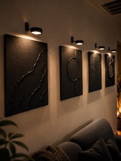 Eclipse Collection Handmade Black Textured Wall Art Set (4 Pieces)