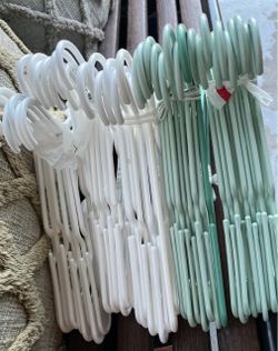 Plastic Clothes Hangers White and Mint Green