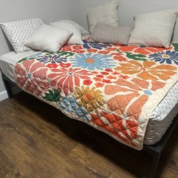 Queen Mattress and Metal Bedframe 