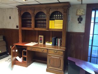 Solid oak computer desk