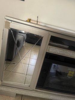 Entertainment Mirrored Center W/ attached speaker & Fireplace