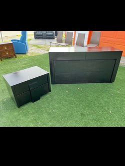 Black Dresser and Nightstand Set