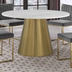 MARBLE TOP GOLD PLATED-GRAY VELVET-MESA SILLAS
