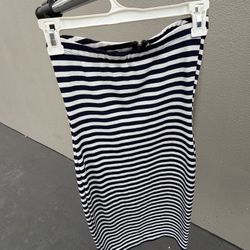OBOE USA Women's Navy White Striped Pencil Skirt Knee Length Zip Size S