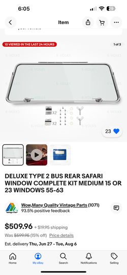 VW Safari Window Brand New