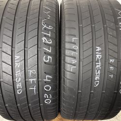 2 Tires 275 40 20 Bridgestone Slenza 001 Run Flat No Repairs