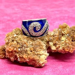 Sterling Silver Blue Enameled Ring