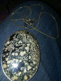 Big stone sterling silver necklace. Real stone.