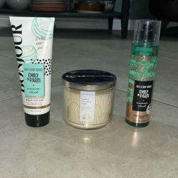 Bath & Body Works 3 Wick Candle, Emily In Paris Body Cream & Mist