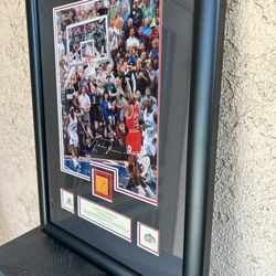 Michael Jordan - Signed Photo Framed With Authentic Piece Of Court From Last Game