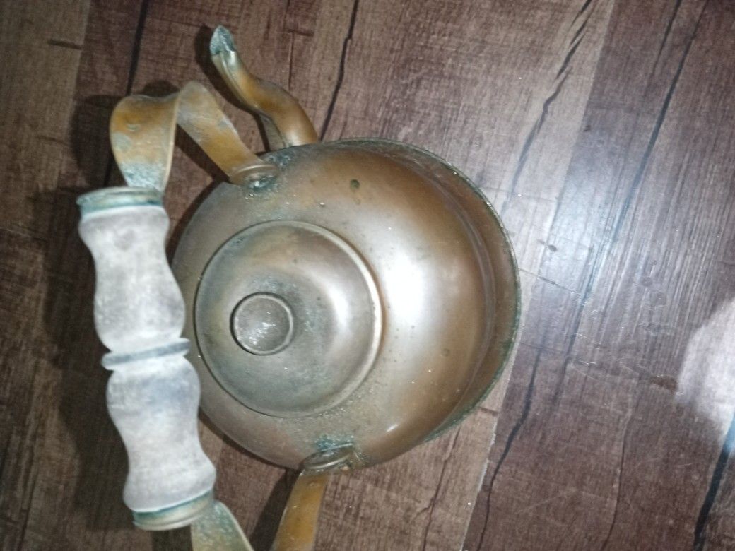 ODT made In Portugal Vintage Copper Tea Kettle W' wooden handle