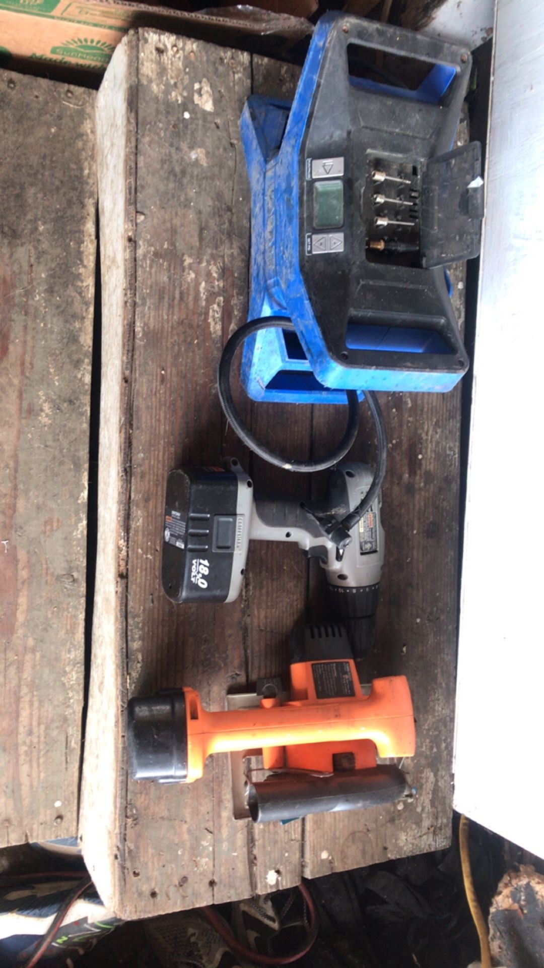 Air pump. And saw and drill